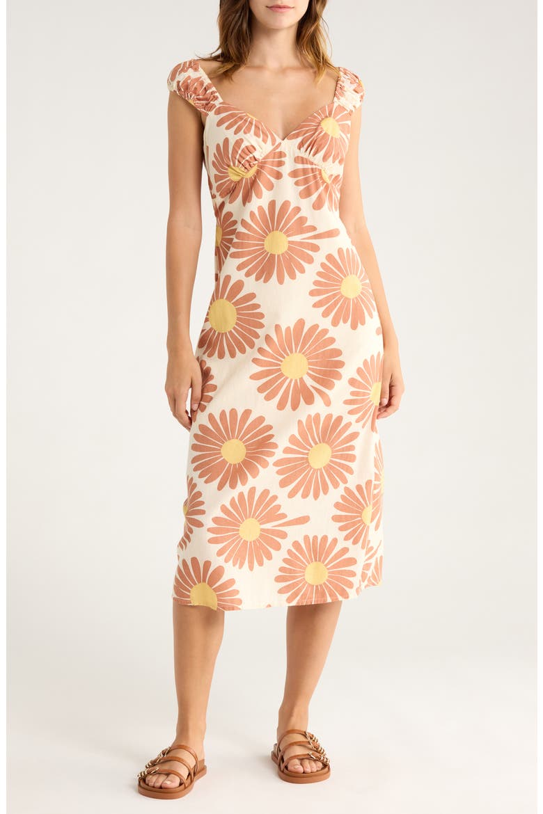 Shine On Floral Print Midi Dress, Main, color, WHITECAP
