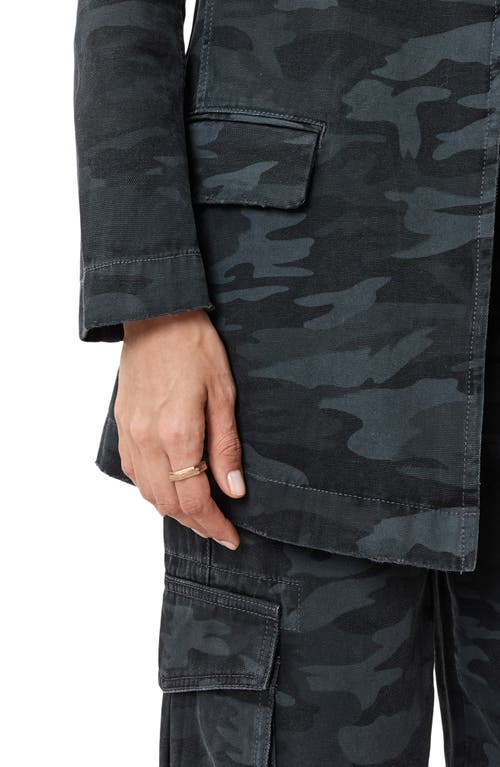 Allsaints Womens Camo Ink Blue Aleida Notch-lapel Tailored Denim Blazer In Black