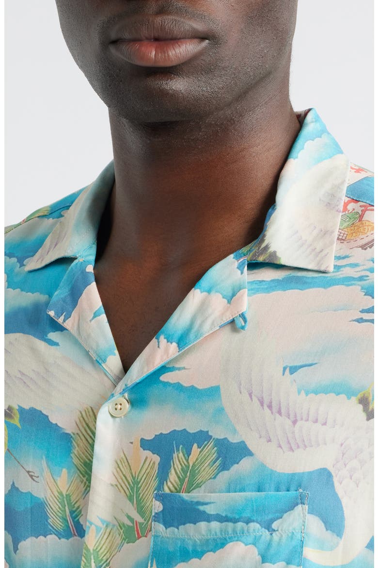 Saipan Print Relaxed Fit Cotton Camp Shirt, Alternate, color, BLUEBERRY BLUE
