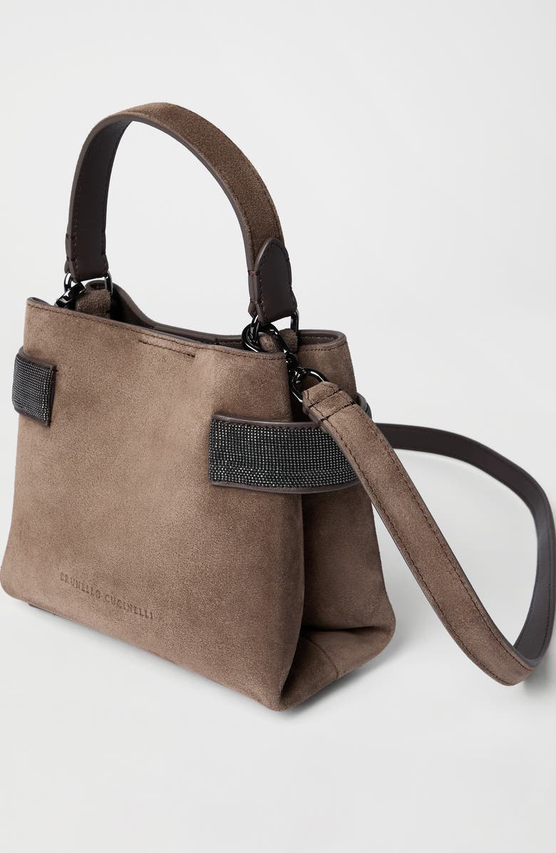 Brunello Cucinelli Small Top-Handle Essence bag, Alternate, color, Brown