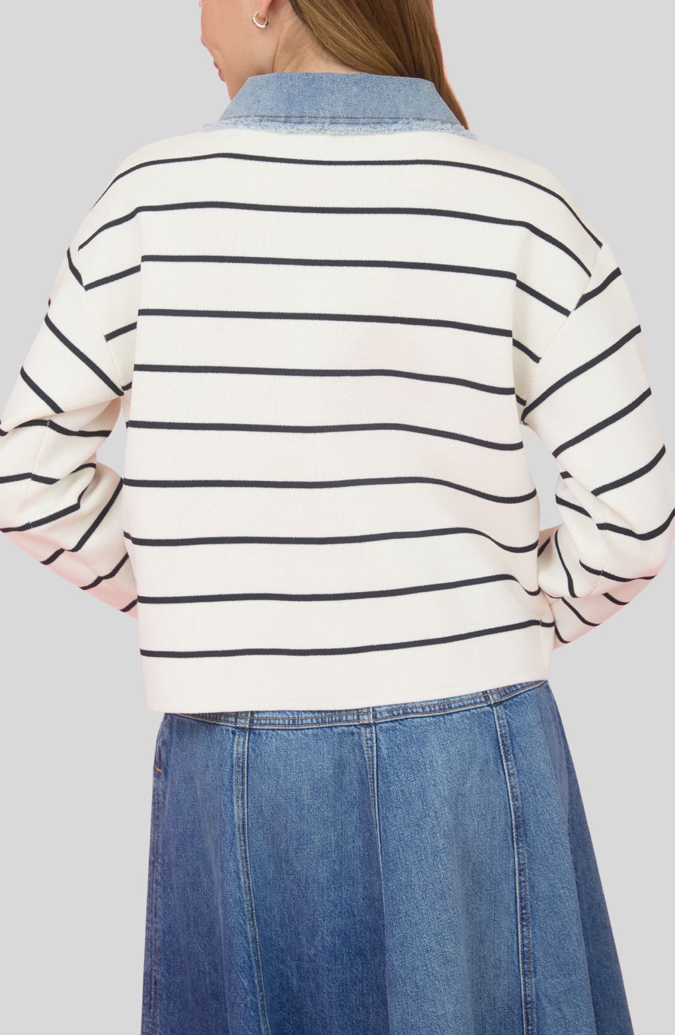 Stripe Mixed Media Jacket - image 2