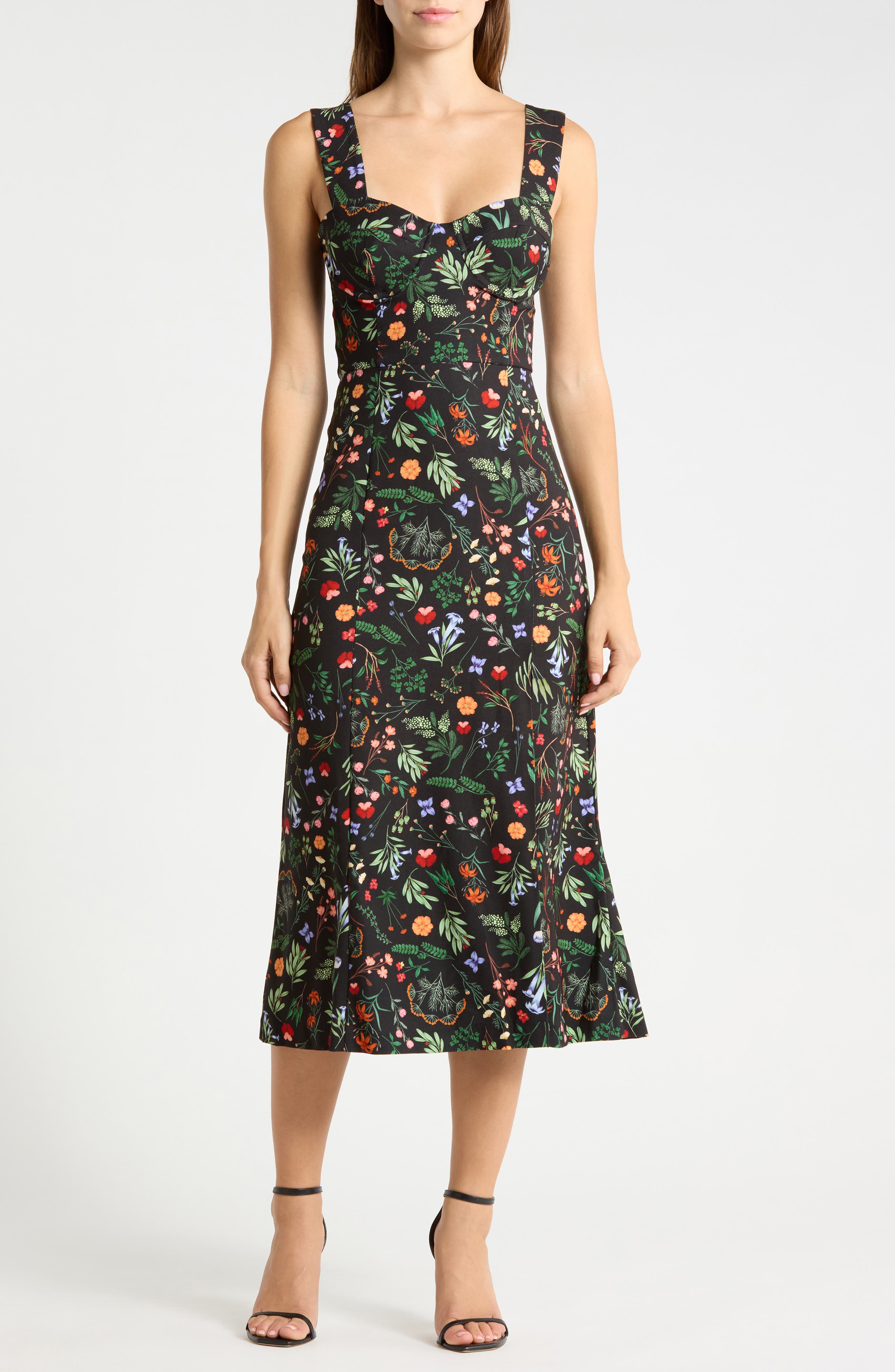 Floral Bustier Midi Dress