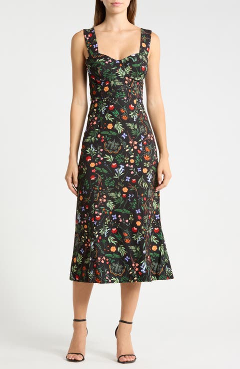 Floral Bustier Midi Dress