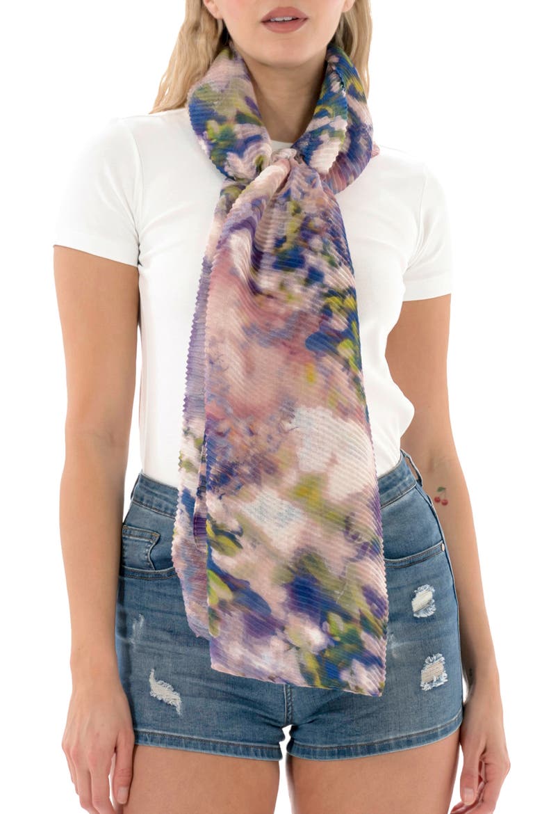 Pleated Oblong Scarf, Main, color, BLUSH