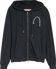 STOCKHOLM SURFBOARD CLUB Petite Logo Organic Cotton Zip Graphic Hoodie