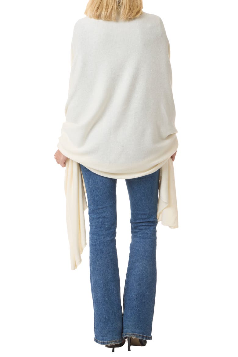 Wool & Cashmere Jersey Wrap, Alternate, color, WHITE