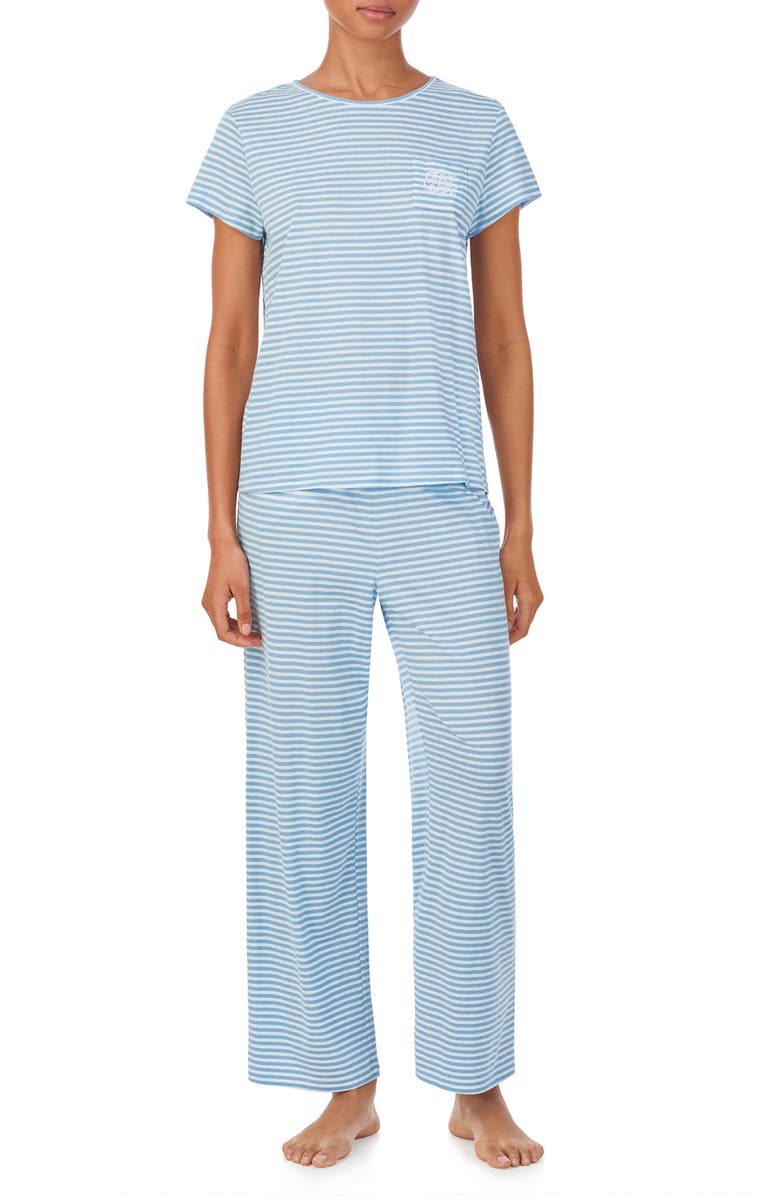 Lauren Ralph Lauren Stripe Cotton Blend Pajamas, Alternate, color, 