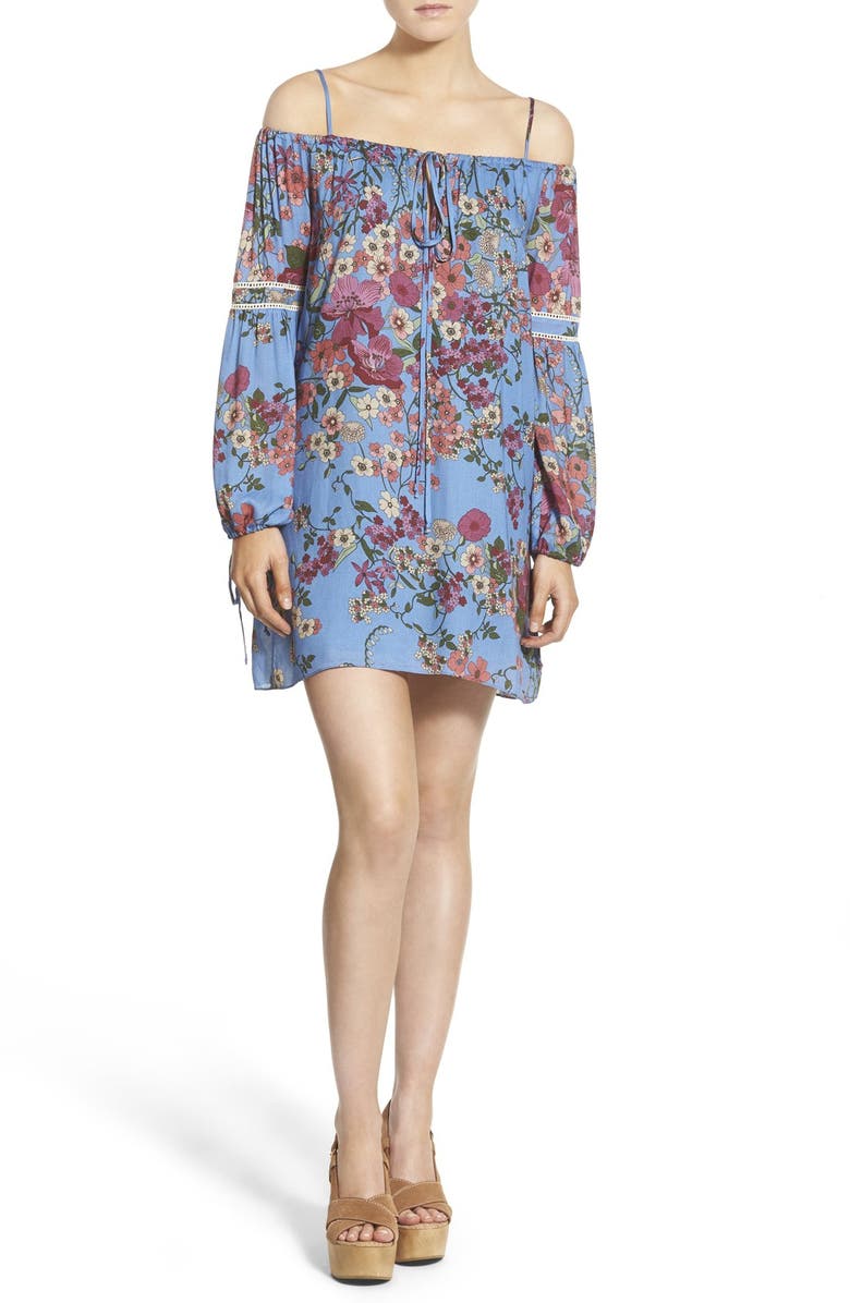 WAYF Cold Shoulder Shift Dress, Main, color, 