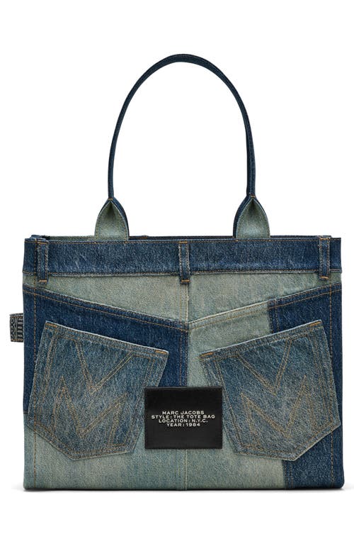 Marc Jacobs The Large Denim Tote Bag In Indigo Multi