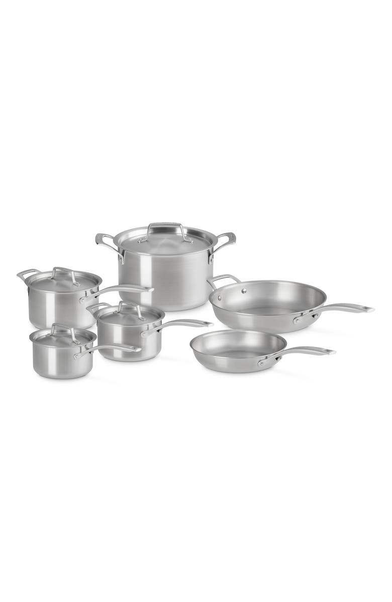 Le Creuset Essential Stainless Steel 10-Piece Cookware Set, Main, color,