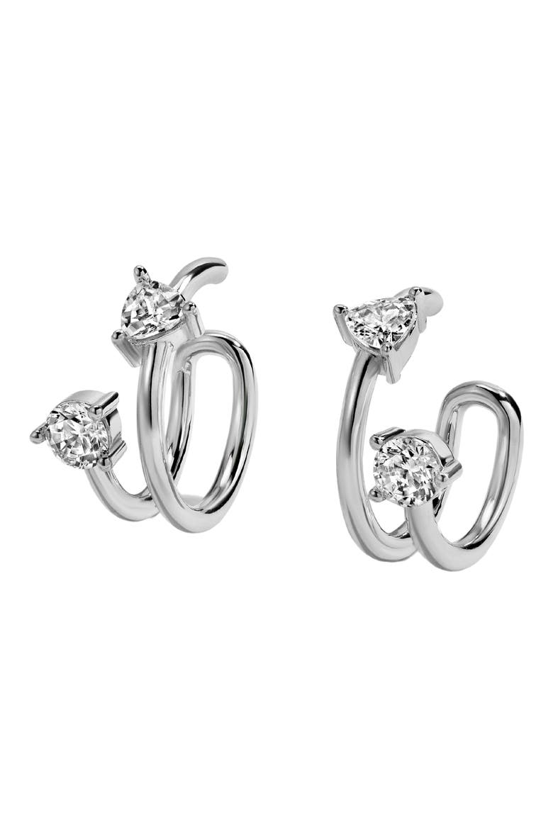 Eraz Set of 2 Ear Cuffs, Main, color, SILVER