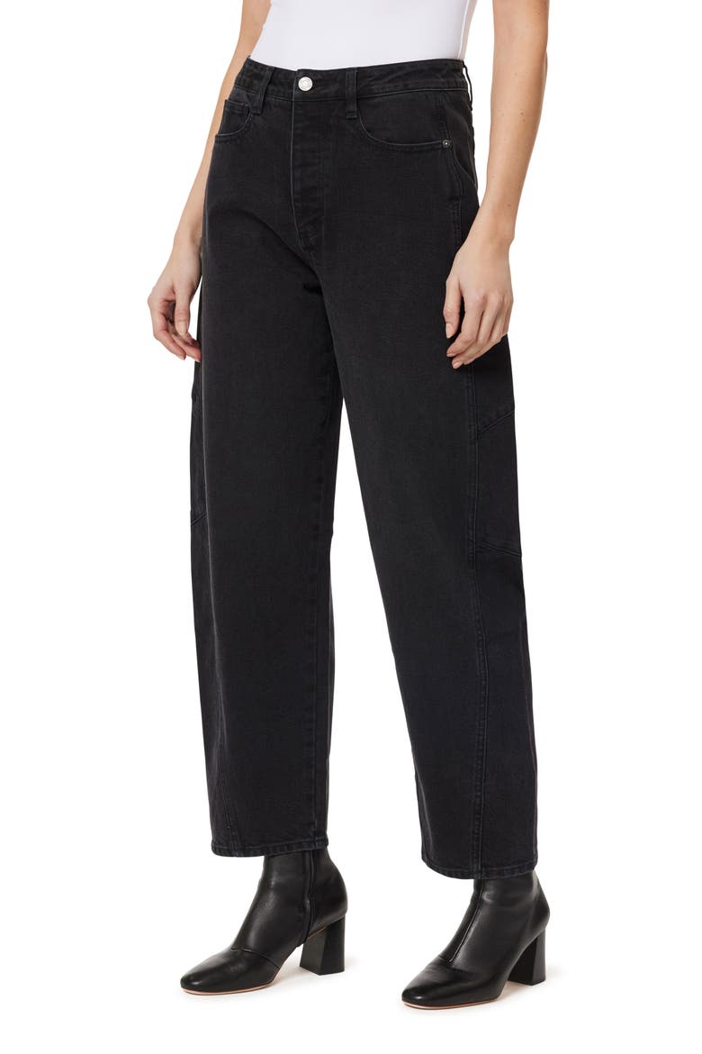 High Waist Crop Barrel Leg Jeans, Alternate, color, WASHED BLACK