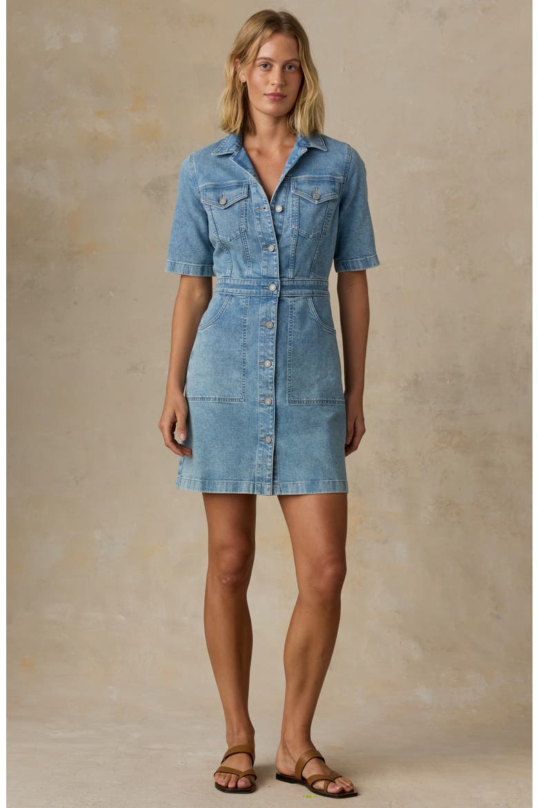 Michelle Organic Cotton & Linen Blend Denim Shirtdress, Alternate, color, SUMMER SEAS WASH