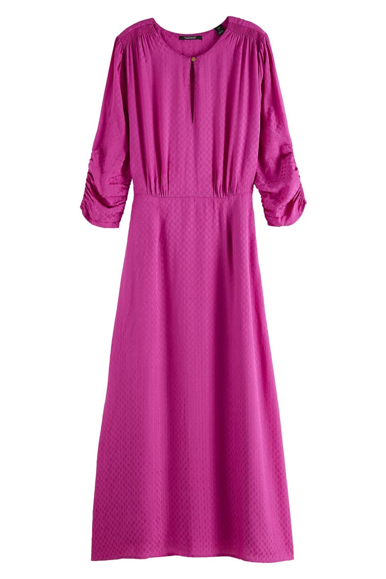 Jacquard Ruched Midi Dress, Alternate, color, VIOLET