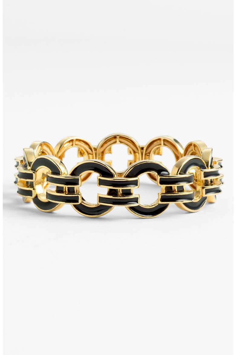 Anne Klein Enamel Link Bracelet, Main, color, JET/ GOLD