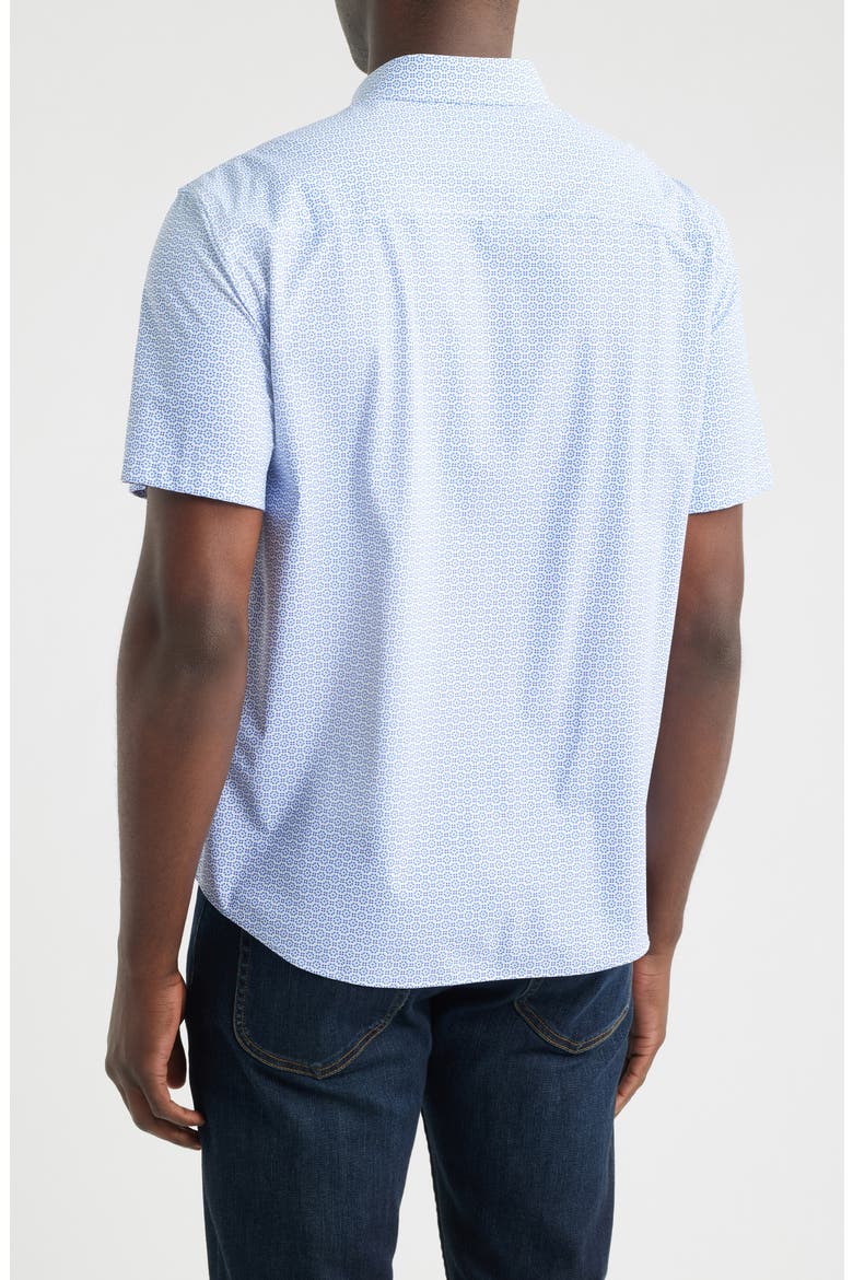 XC+™ Motion Microprint Short Sleeve Performance Knit Button-Up Shirt, Alternate, color, BLUE DOTTED TILE