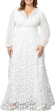 Kiyonna Enchanted Garden Long Sleeve Gown