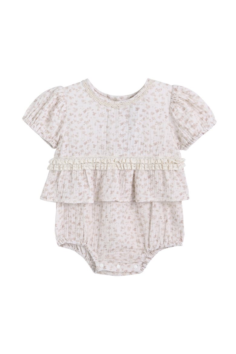 Floral Ruffle Romper, Main, color, Beige
