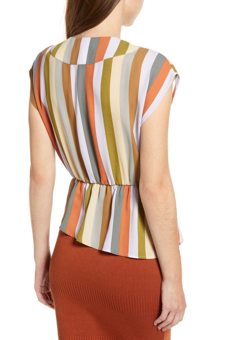 Wrap Style Blouse, Alternate, color, PURPLE FROST MULTI STRIPE