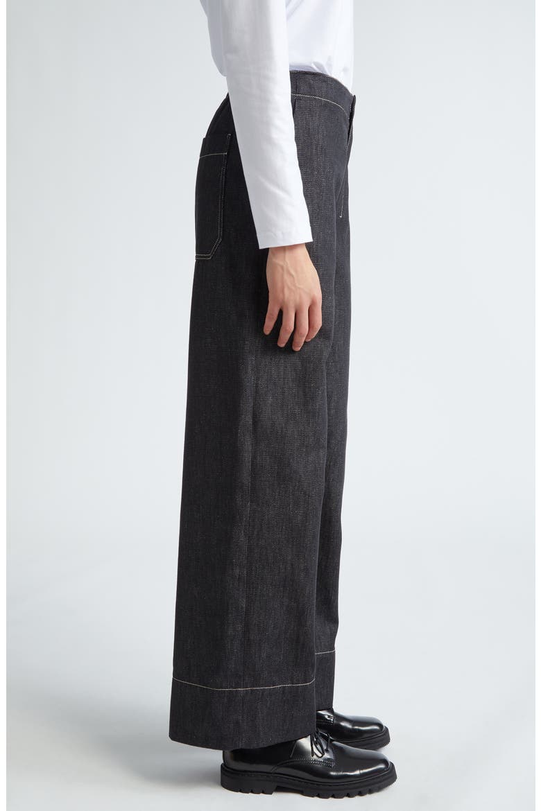 Omelia Wide Leg Cotton Trousers, Alternate, color, BLACK