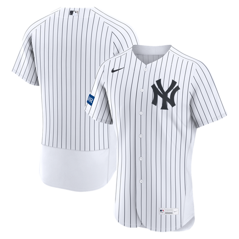 Men's Nike White New York Yankees Home Sponsor Patch Authentic Jersey