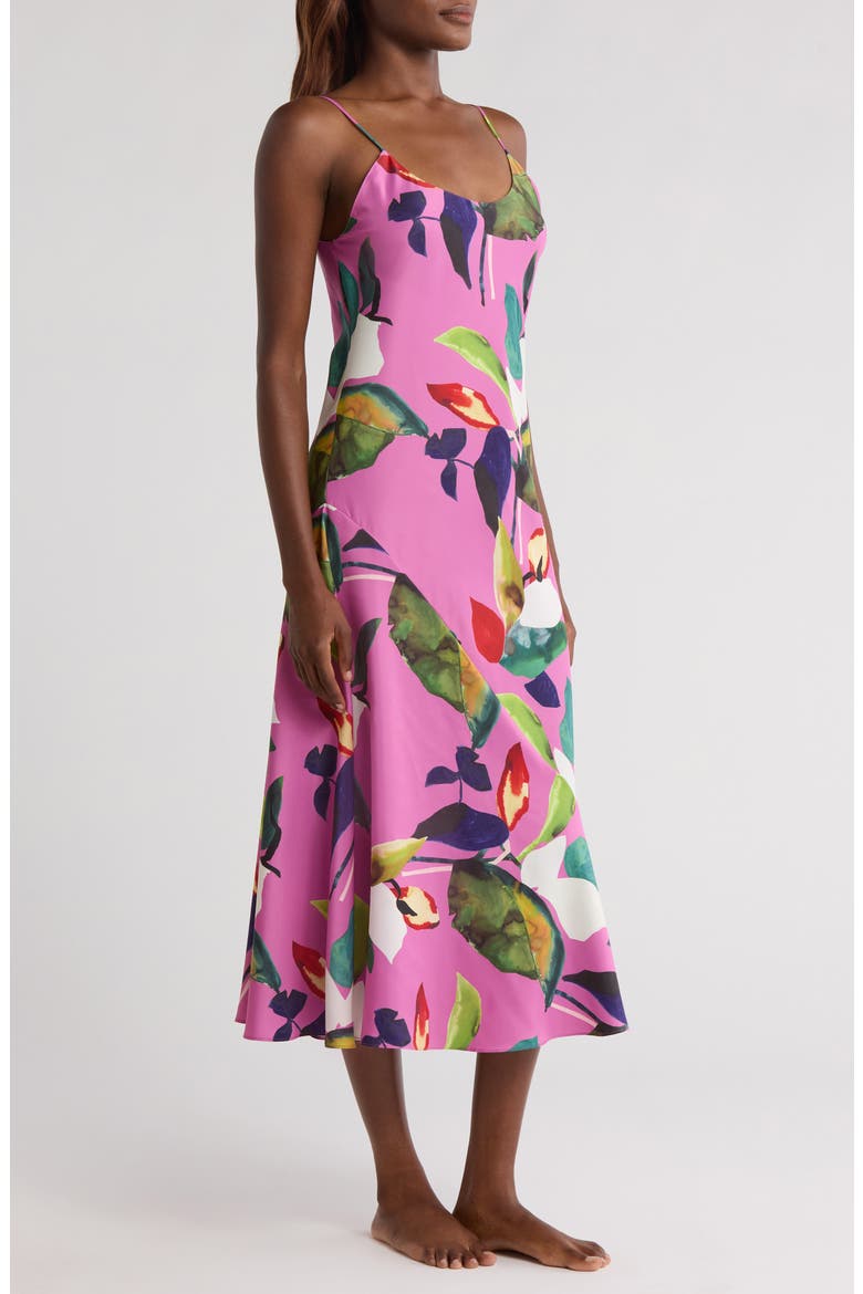 Daido Charmeuse Midi Nightgown, Alternate, color, MAGENTA