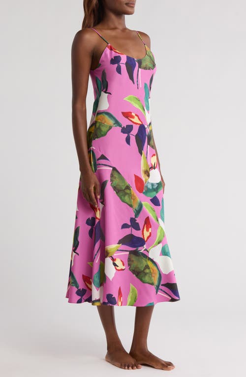 Natori Daido Charmeuse Midi Nightgown In Pink