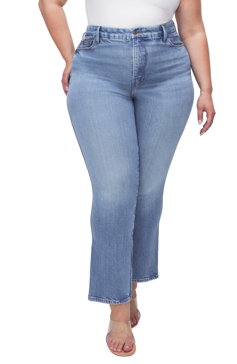 Good American Soft Tech Good Curve High Waist Ankle Straight Leg Jeans, Alternate, color,