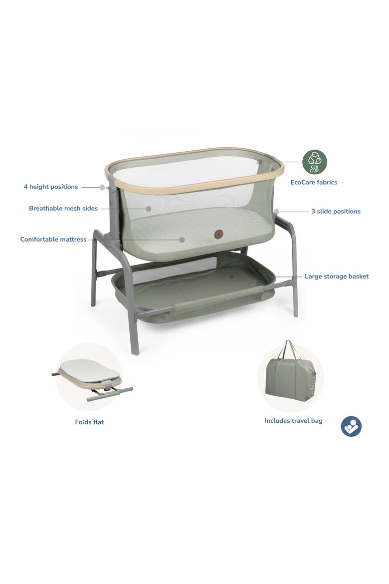 Iora Bedside Bassinet, Alternate, color, CLASSIC GREEN