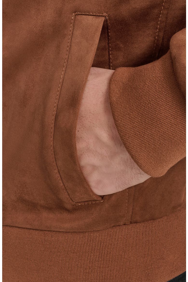 Faux Suede Bomber Jacket, Alternate, color, COGNAC
