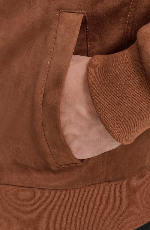Cole Haan Signature Faux Suede Bomber Jacket In Brown