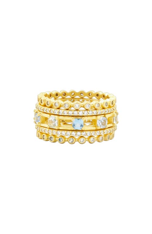 Freida Rothman Ocean Azure Cubic Zirconia Ring In Gold