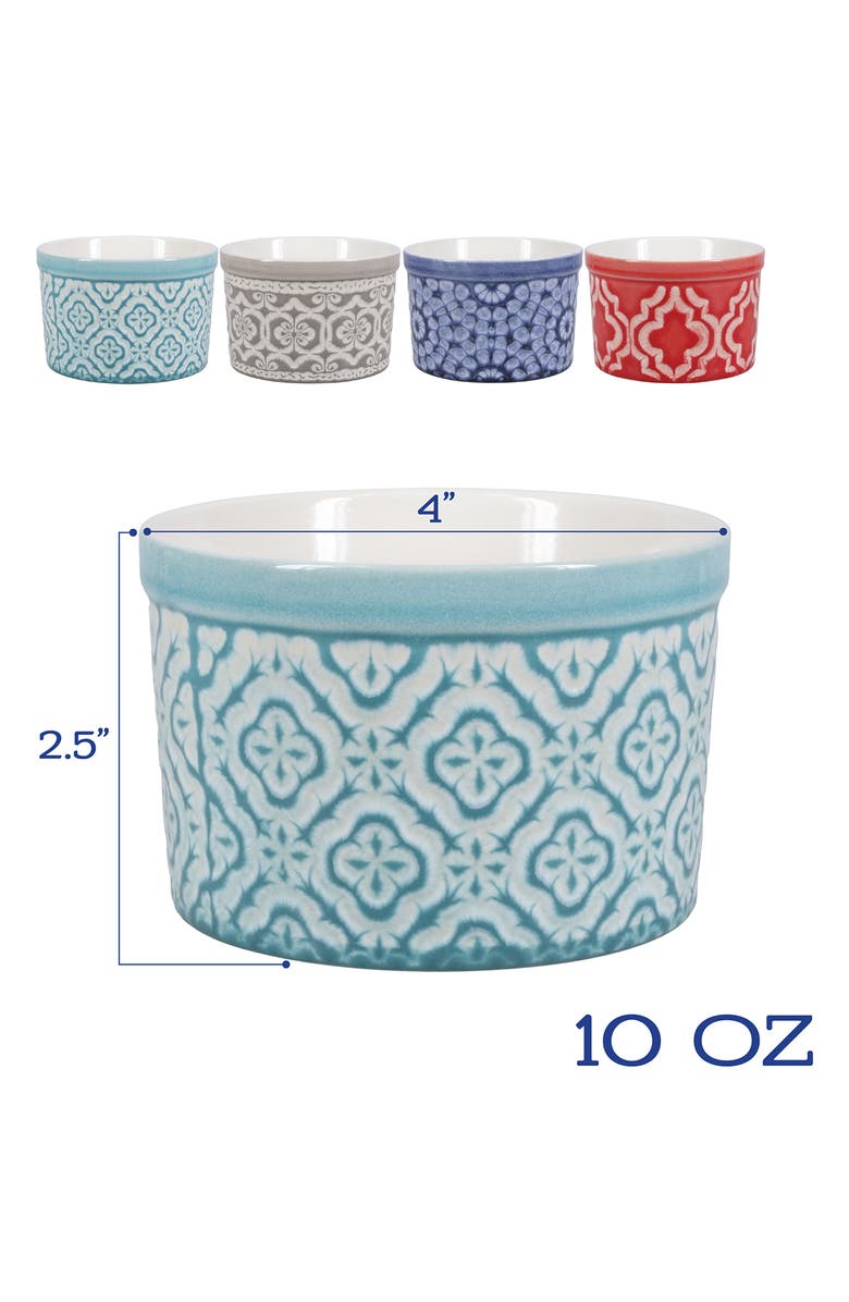 BIA Cordon Bleu Set of 4 Stoneware Dominique Tall Soufflé Dishes, Alternate, color, Multi