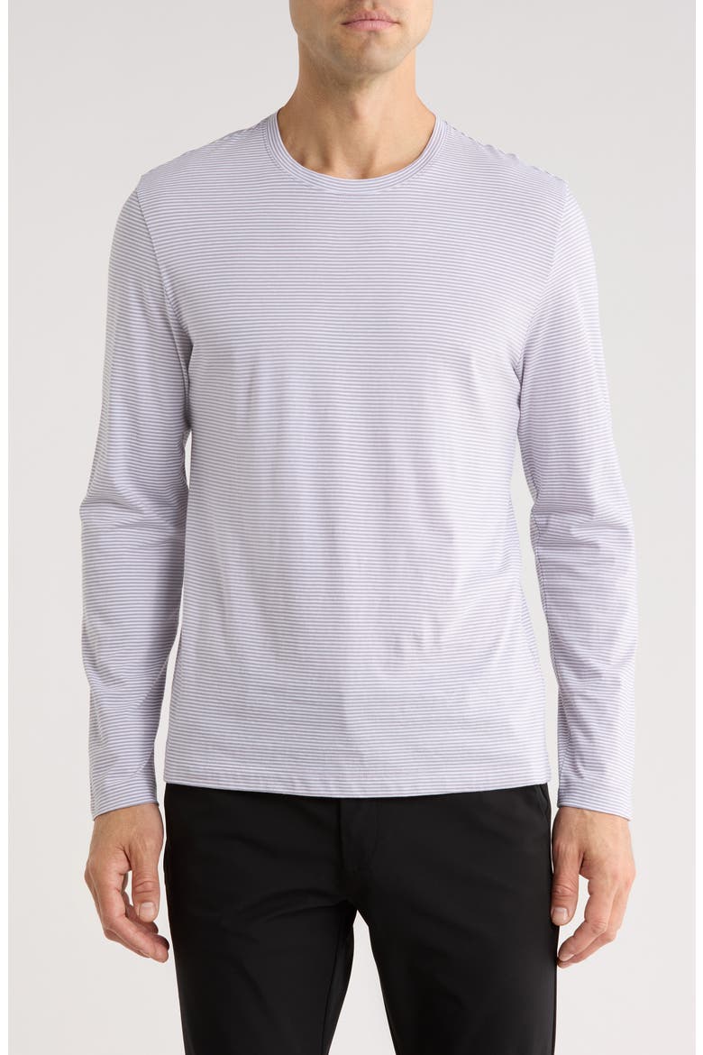 Strip Cotton Jersey T-Shirt, Main, color, DARK LAVENDAR/ OPTIC WHITE