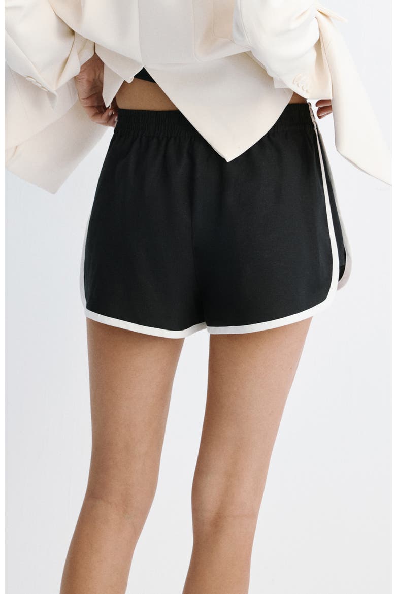Piped Pull-On Woven Shorts, Alternate, color, BLACK