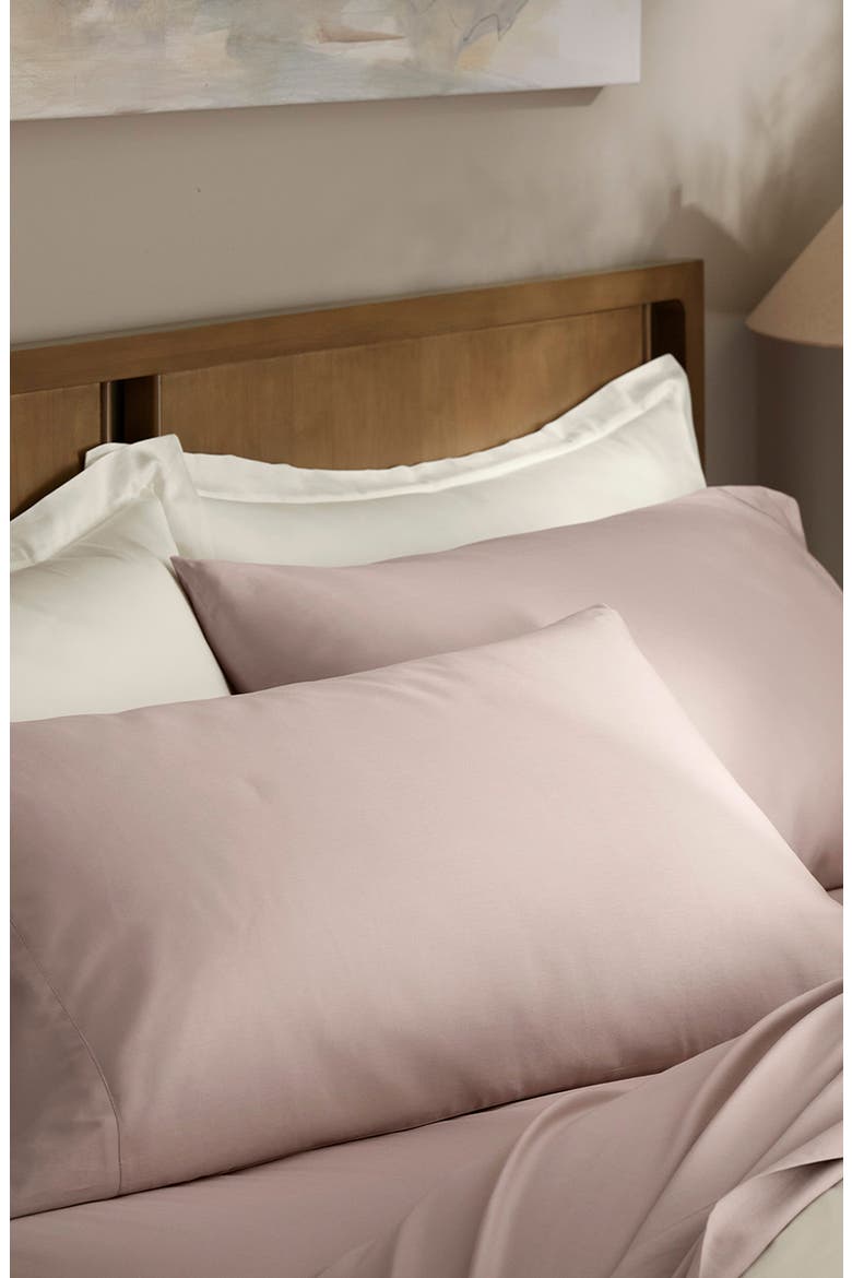 Set of 2 Percale Hemmed Pillowcases, Alternate, color, DUSTY ROSE