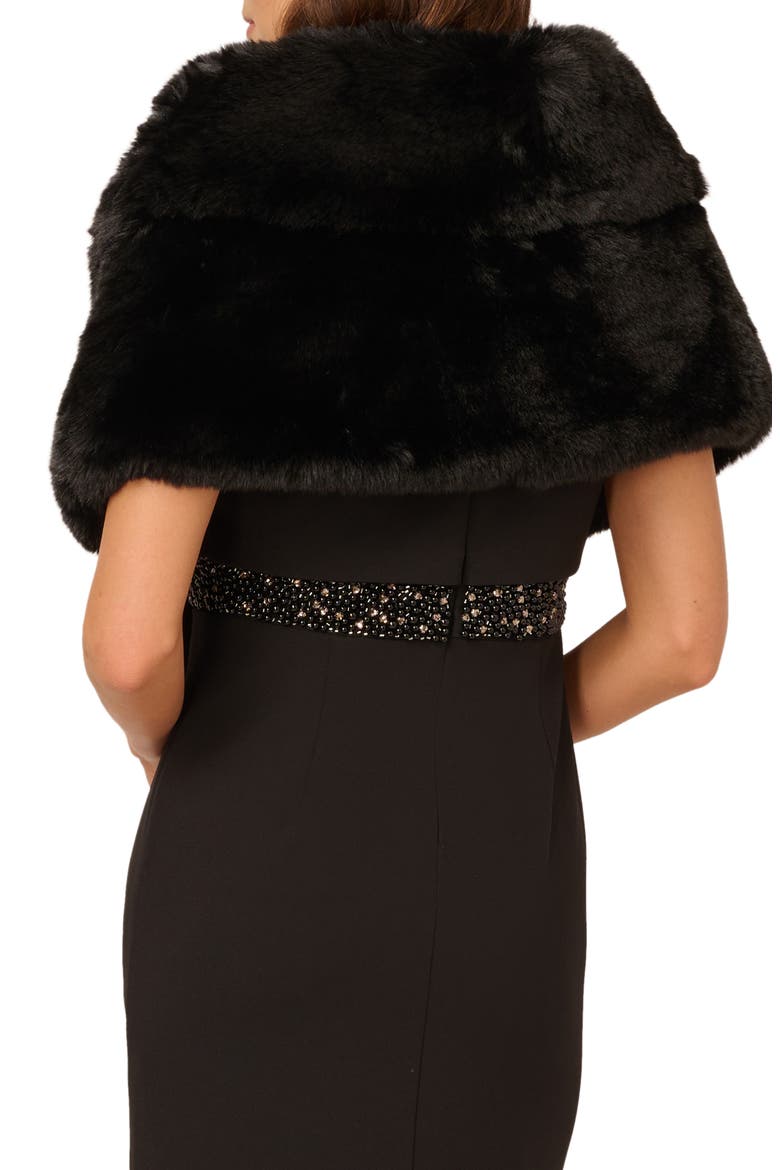 Crystal Faux Fur Wrap Capelet, Alternate, color, BLACK