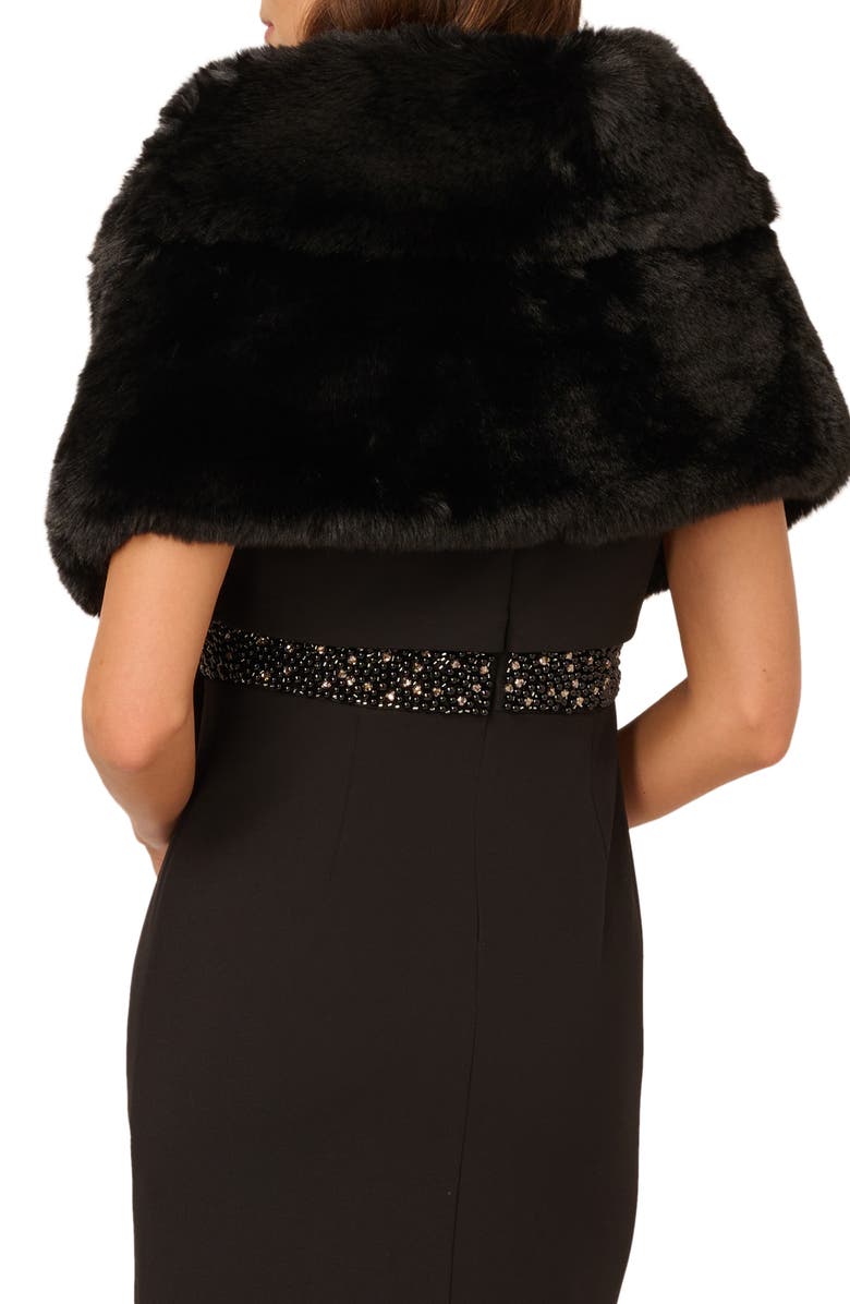 Adrianna Papell Crystal Faux Fur Wrap Capelet, Alternate, color,