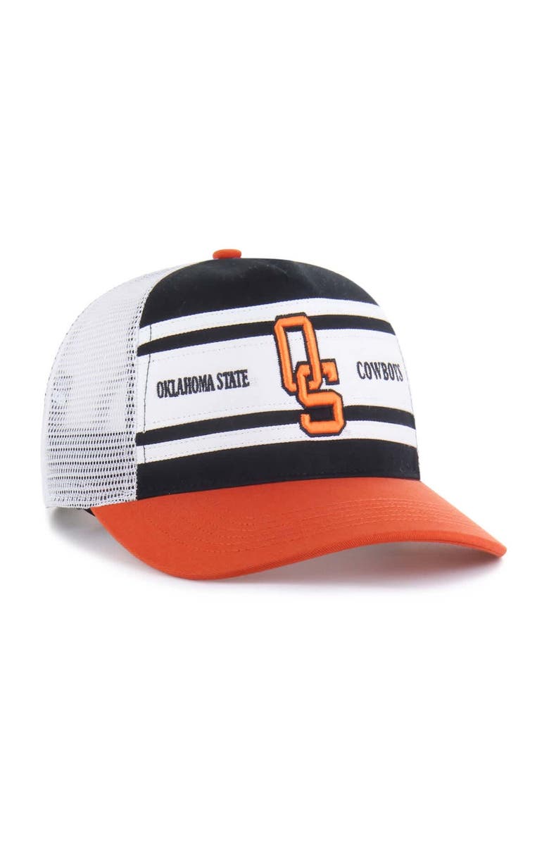 '47 Youth '47 Black/Orange Oklahoma State Cowboys Super Stripe Hitch Adjustable Trucker Hat, Alternate, color, Black