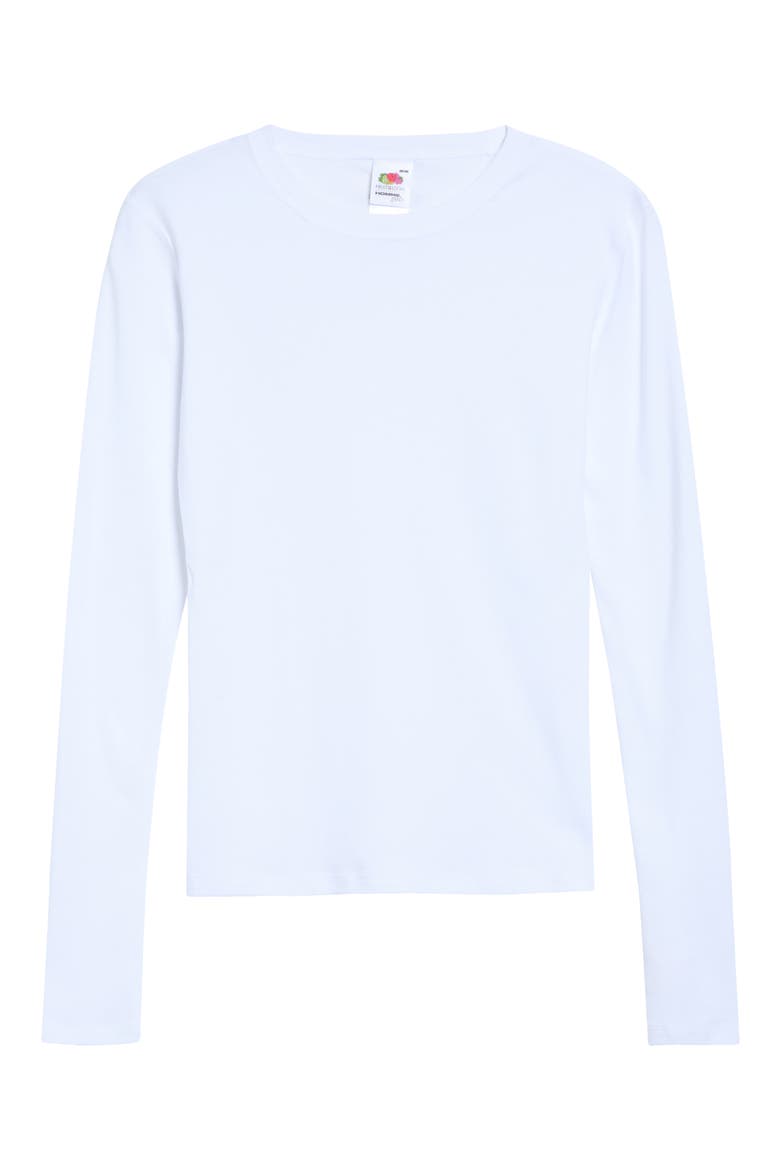 x Fruit of the Loom Slim Fit Long Sleeve T-Shirt, Main, color, WHITE