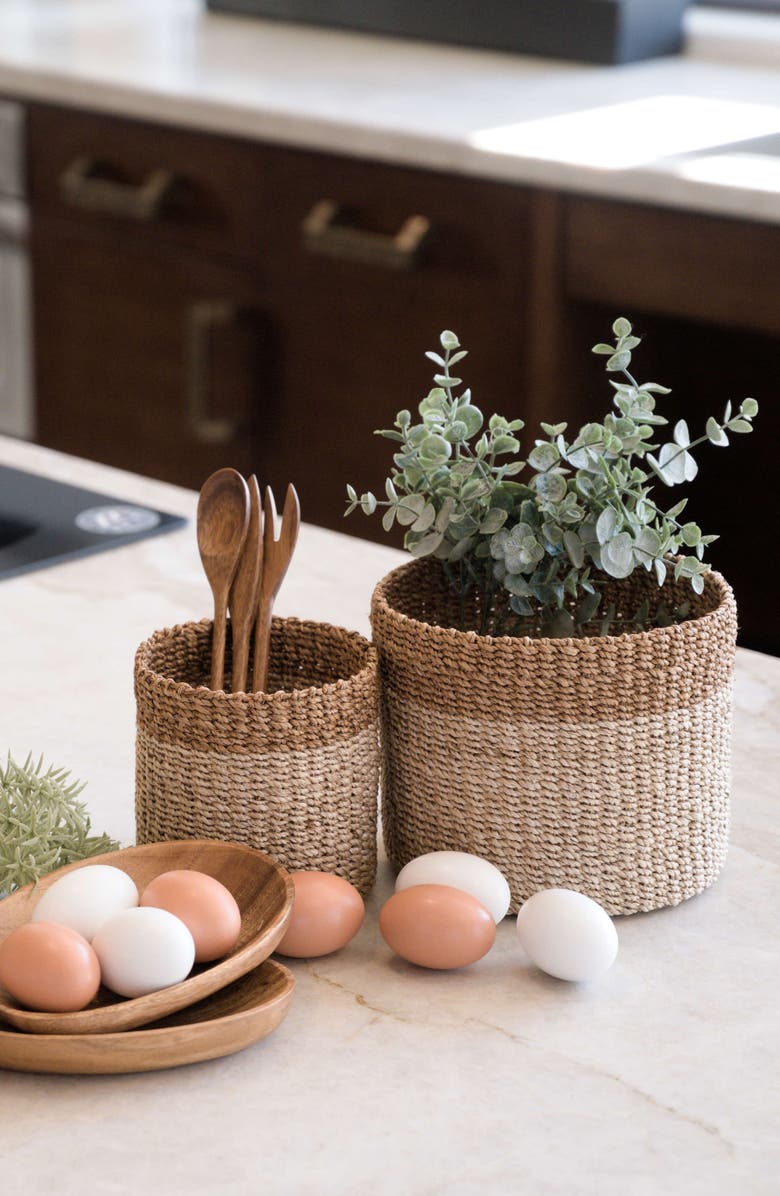 LIKHA Cylinder Tabletop Basket, Set of 2, Alternate, color, Brown