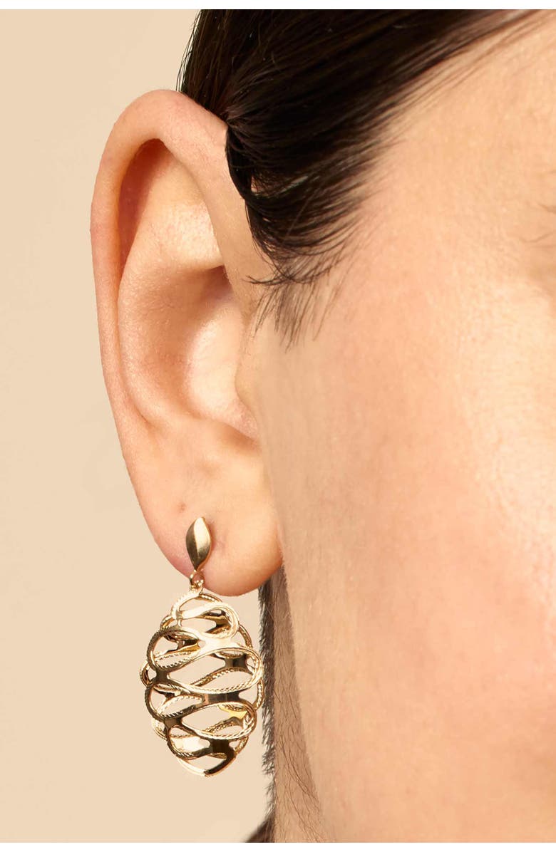 Oradina 14K Yellow Gold Revello Oval Drop Earrings, Alternate, color, Yellow Gold