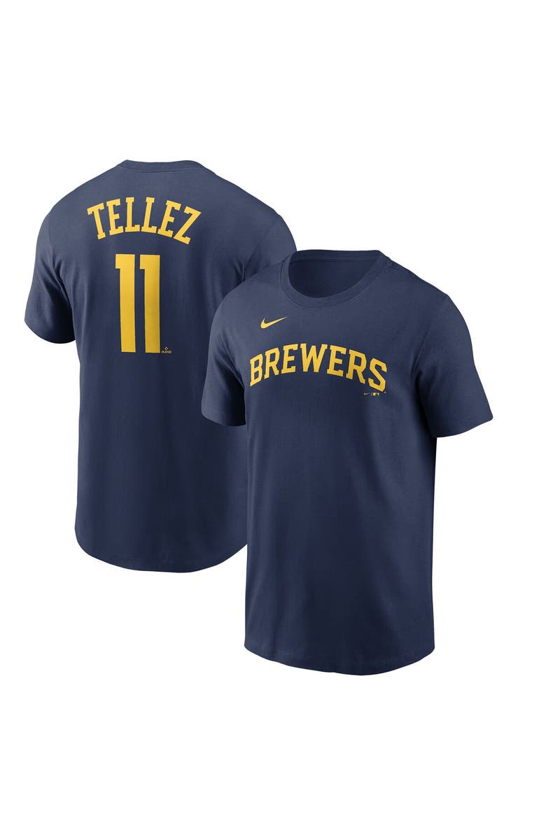 Nike Men's Nike Rowdy Tellez Navy Milwaukee Brewers Player Name & Number T-Shirt, Main, color, 