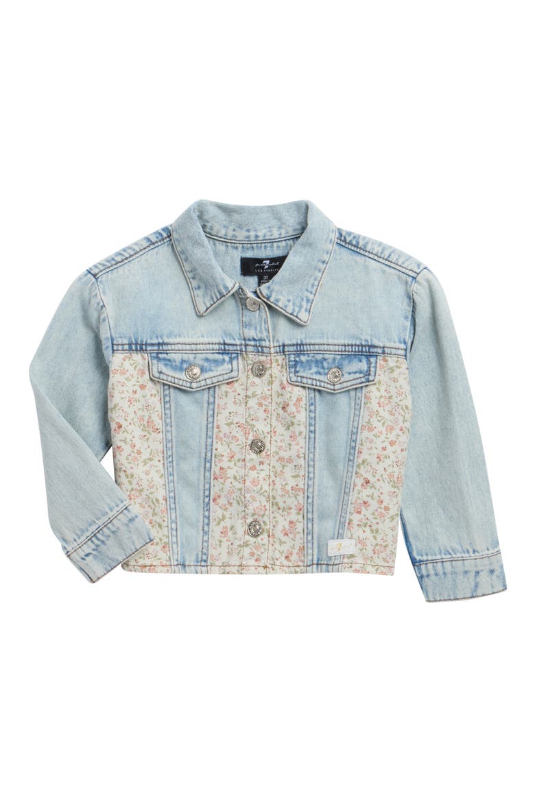 Kids' Floral Panel Denim Jacket, Main, color, LIGHT VINTAGE