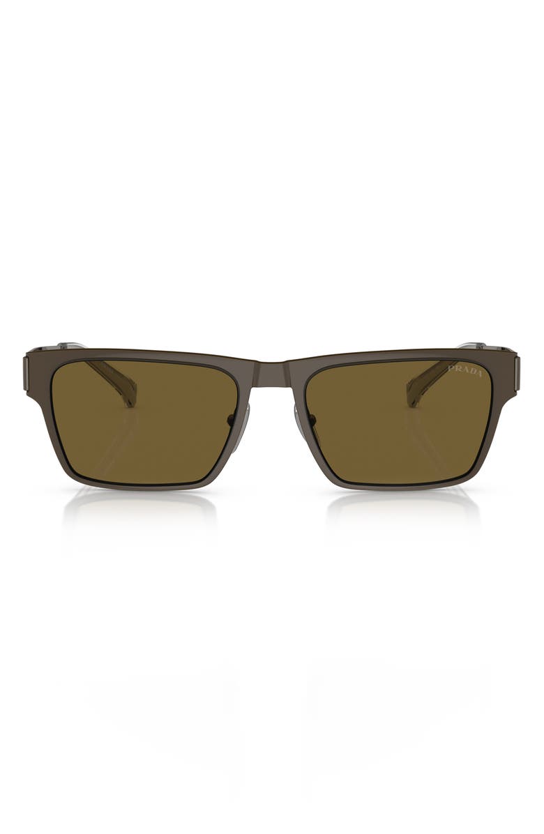 Prada 60mm Square Sunglasses, Main, color, Dark Brown