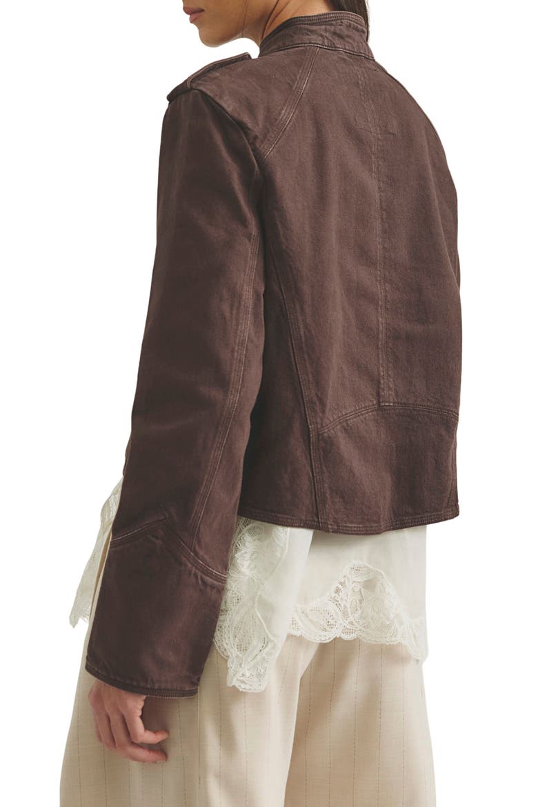 Ryland Cotton & Linen Band Jacket, Alternate, color, DOUBLE ESPRESSO