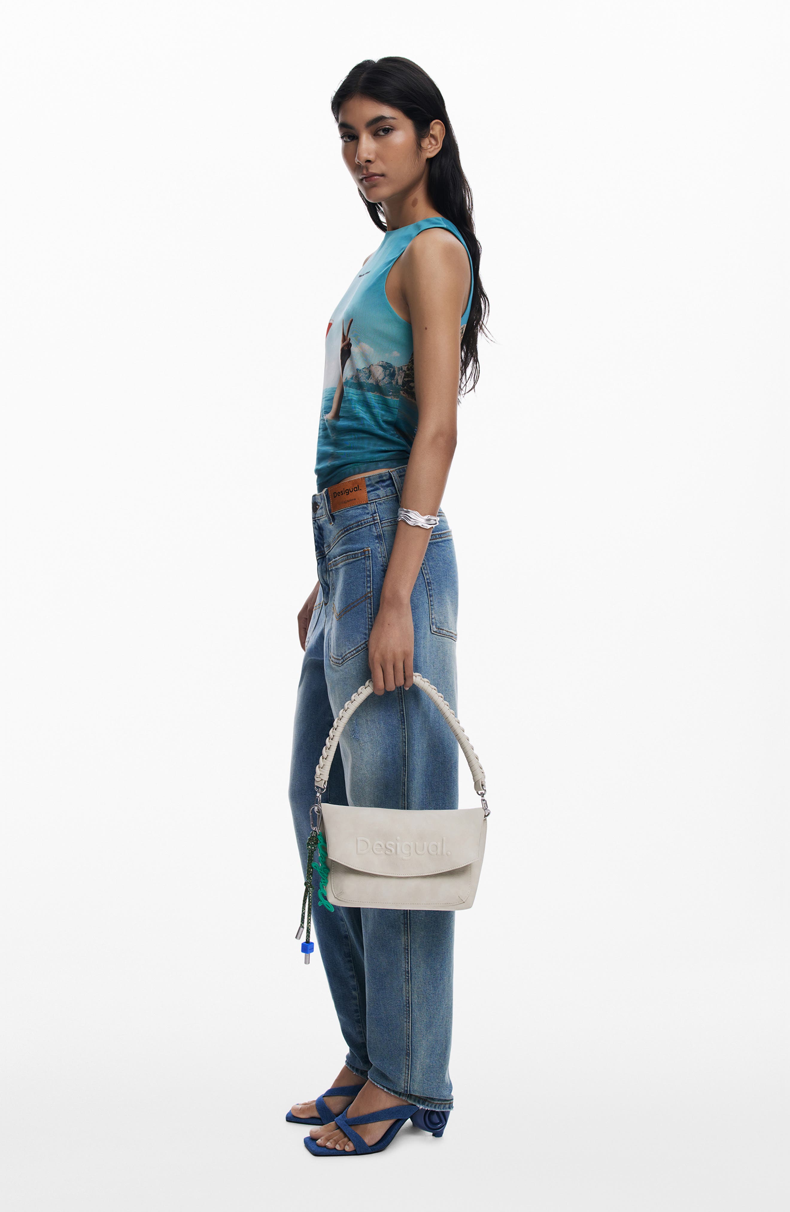 Desigual Faux Leather Crossbody Bag, Alternate, color, Light Gray