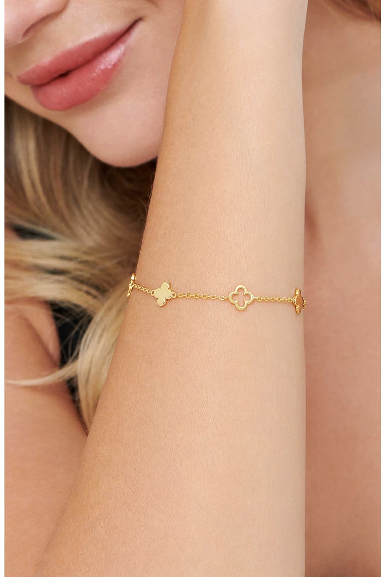 Gold Plated Floral Station Bracelet, Alternate, color, GOLD