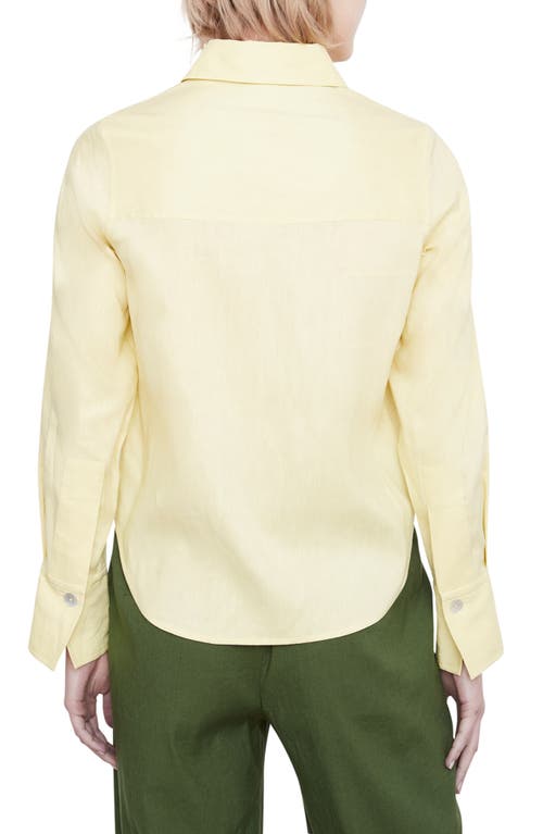 Vince Linen Blend Button-up Shirt In Pomelo