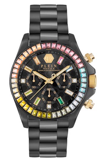 Philipp Plein Nobile Lady Crystal Watch Woman Wrist Watch Black Size Onesize Stainless Steel In Ip Black
